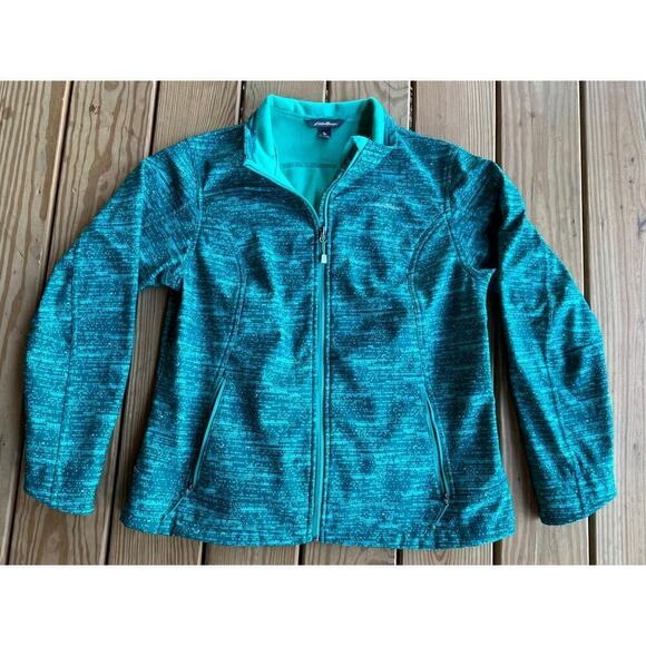 Eddie Bauer womens Jacket Teal Green Windfoil Elite Soft Shell Fleece Lined. XL - Picture 1 of 8